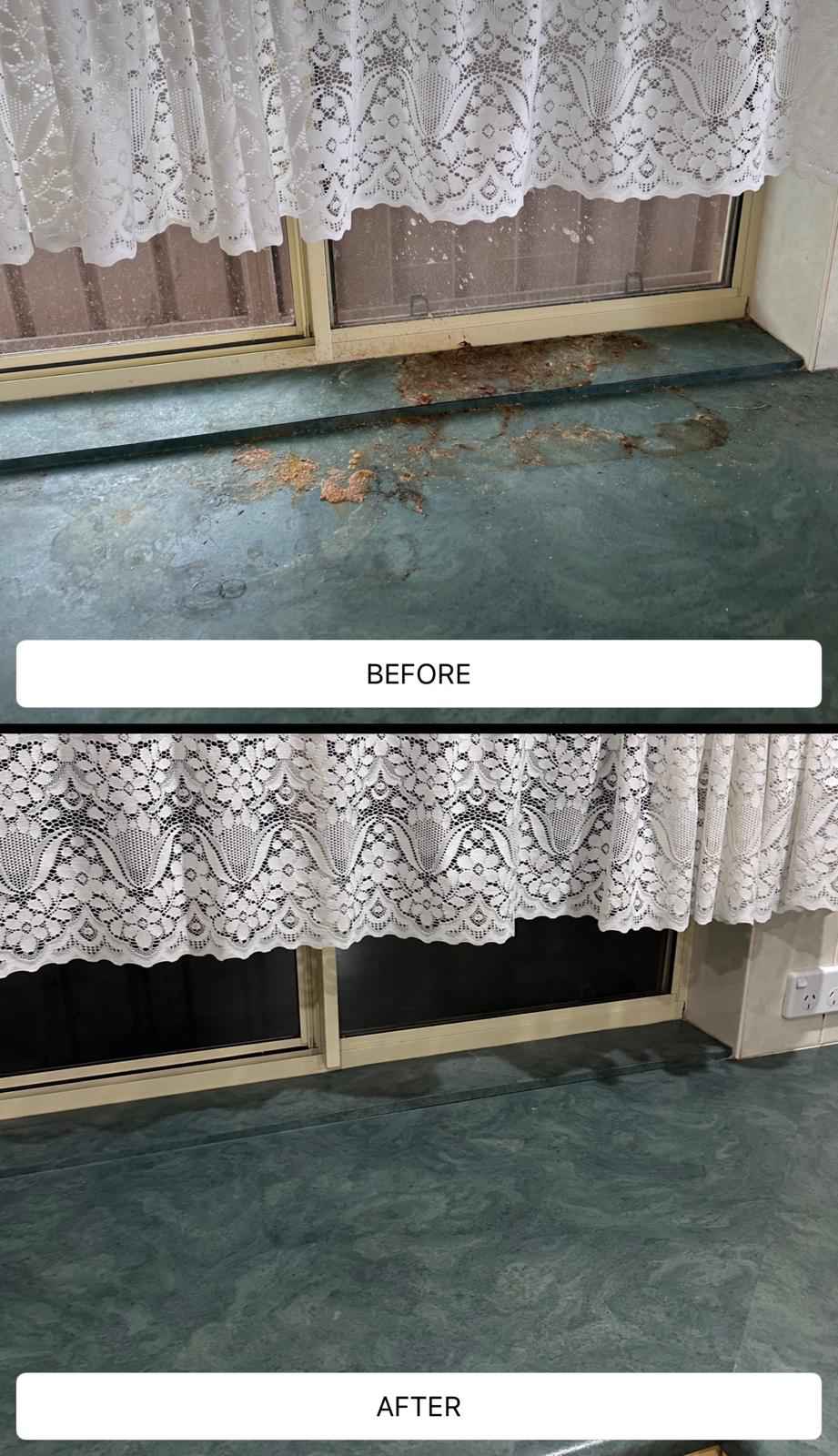 Window Sill & Benchtop — before and after cleaning by Daiko Clean